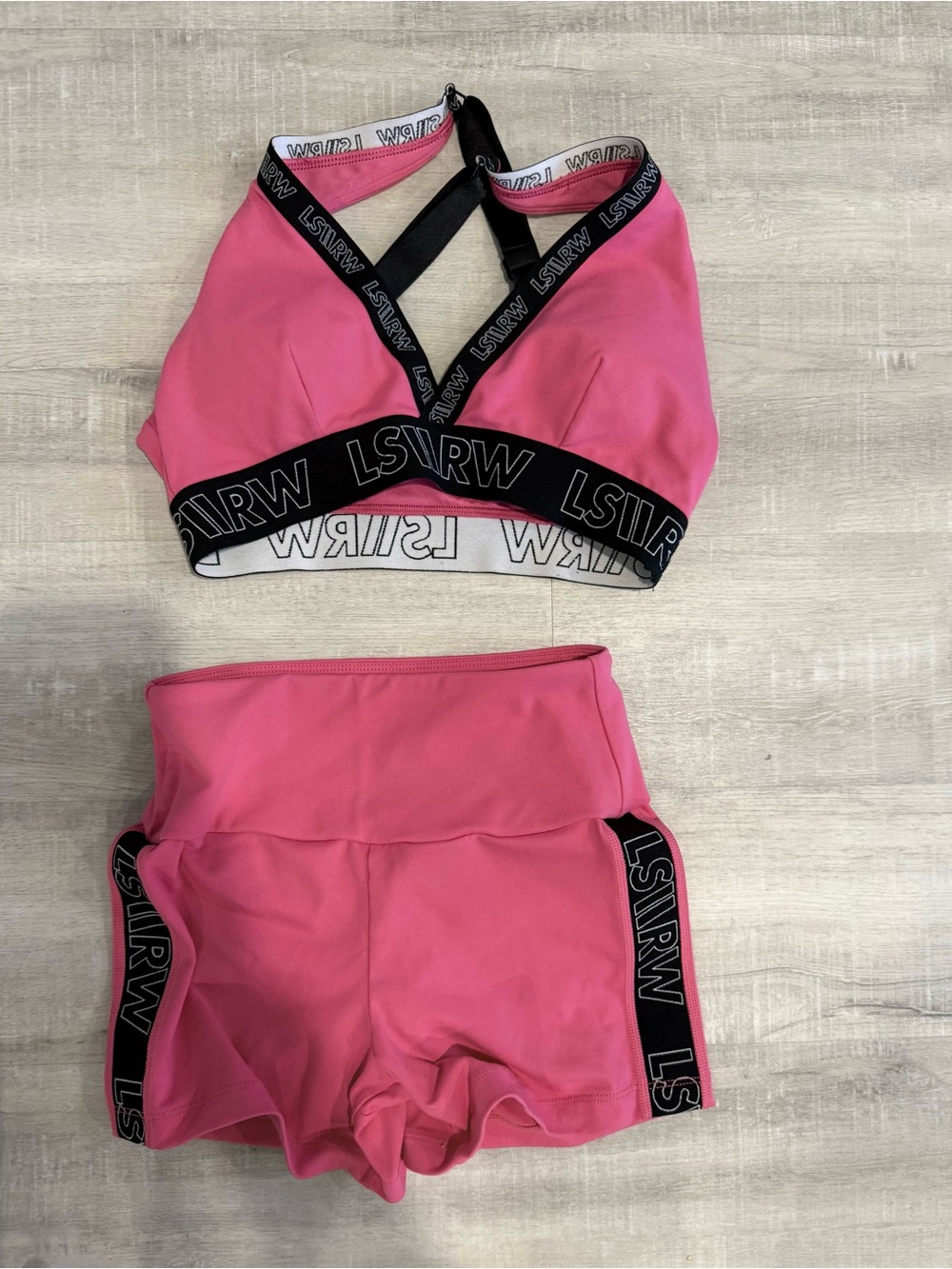 Ryderwear Pink Cross-Back Sports Bralette and High-Waist Shorts Set